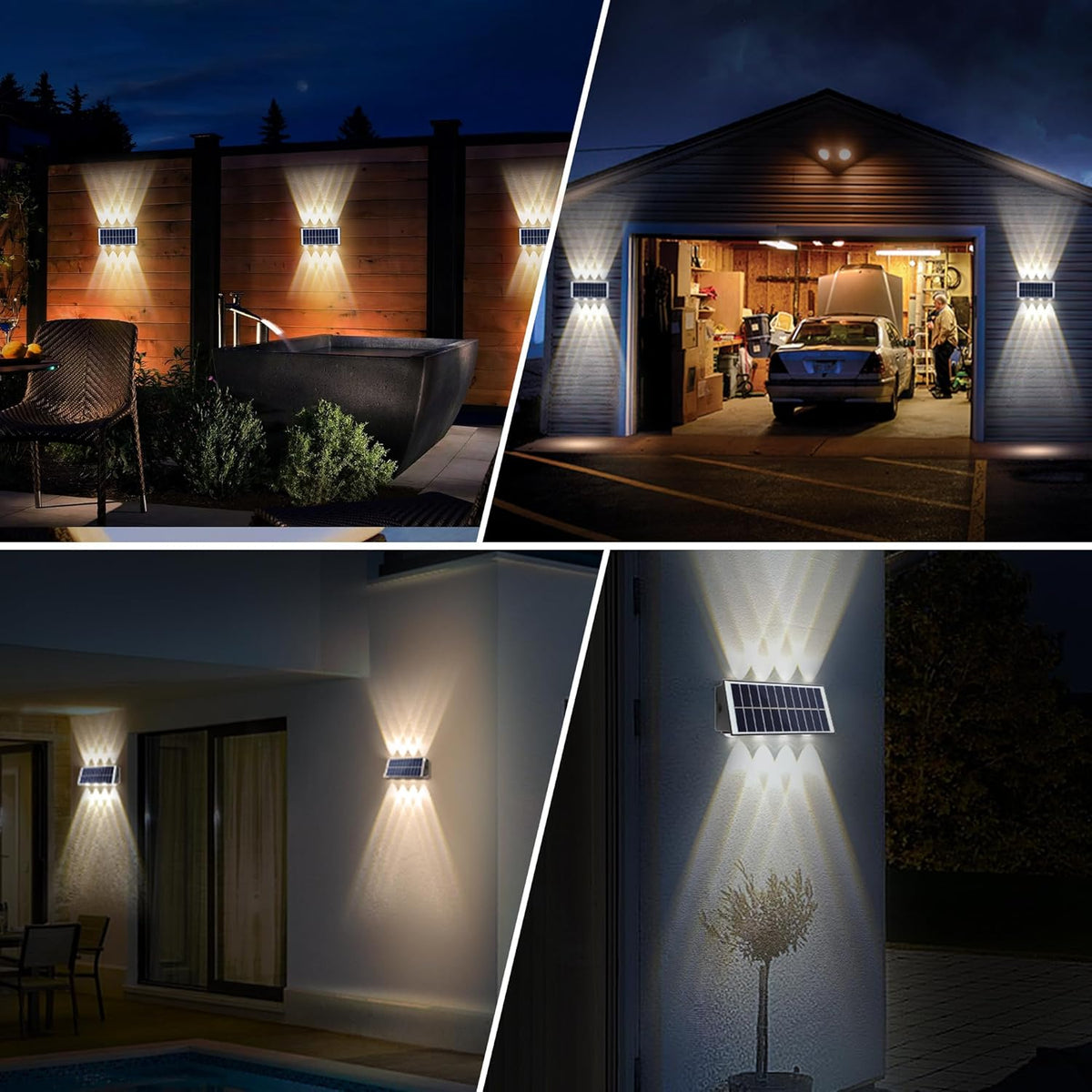Lámpara solar de pared exterior con 8 LED · vista 3